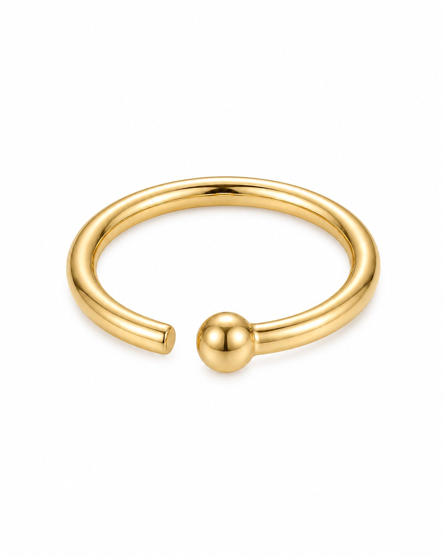 14K Yellow Gold Small Polished Ball End Nose Ring Hoop