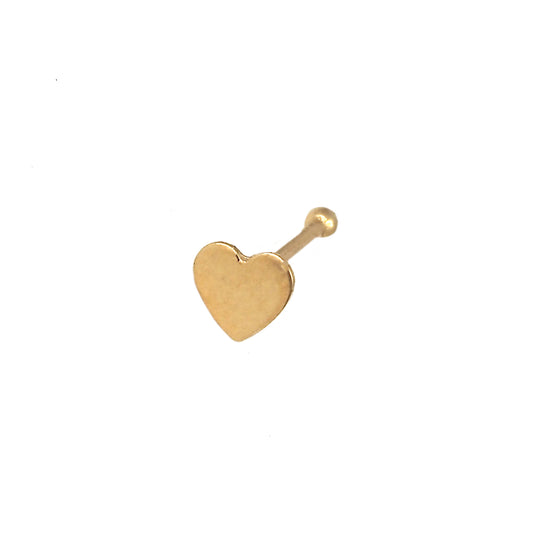 14K Yellow Gold Flat Heart Nose Ring