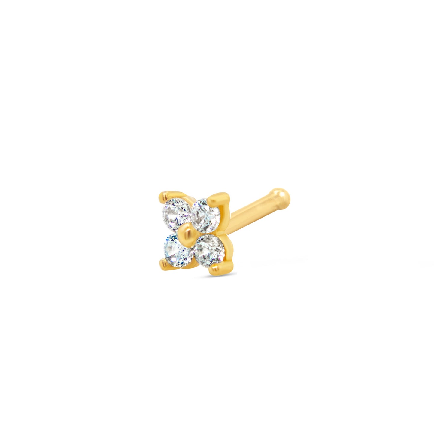 14K Yellow Gold Marquise White CZ Flower Nose Ring