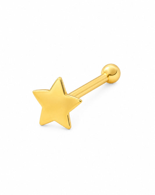 14K Yellow Gold Star Nose Ring