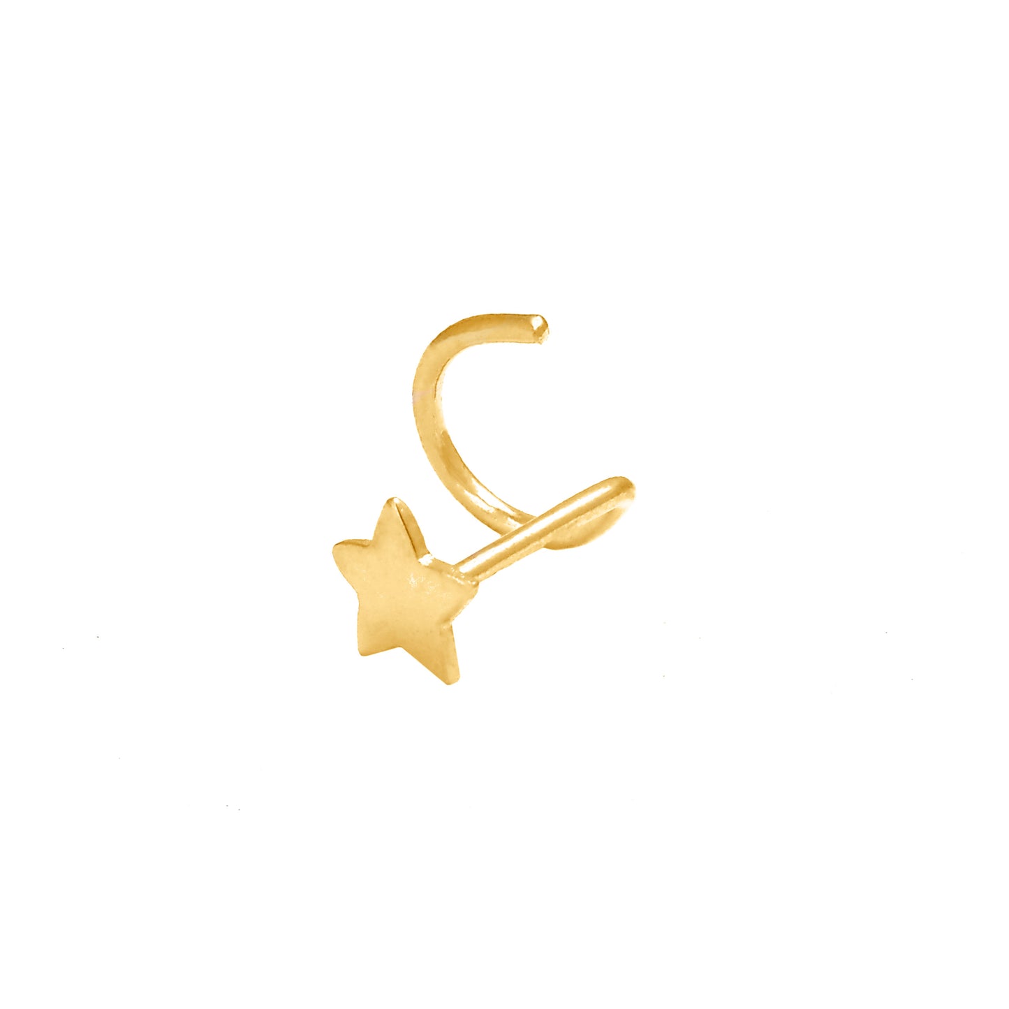 14K Yellow Gold Polished Star Nose Curved Ring