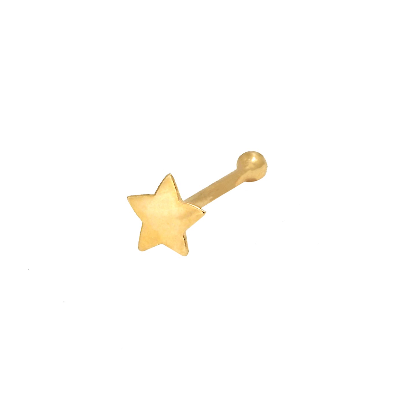 14K Yellow Gold Star Nose Ring