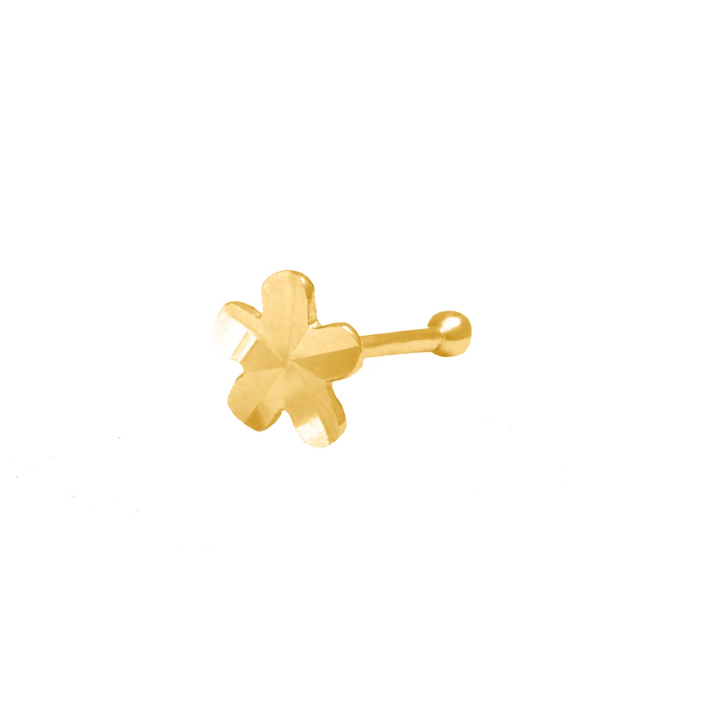 14K Yellow Gold Diamond Cut Flower Nose Ring