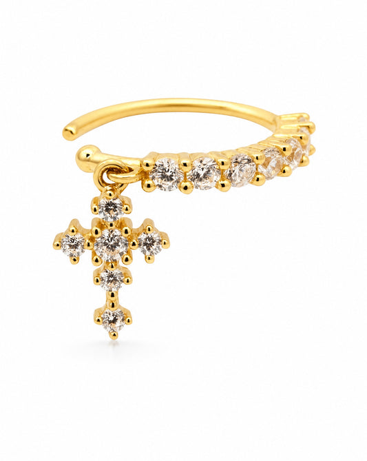 14K Yellow Gold Multi-Color CZ Nose Ring Hoop-1
