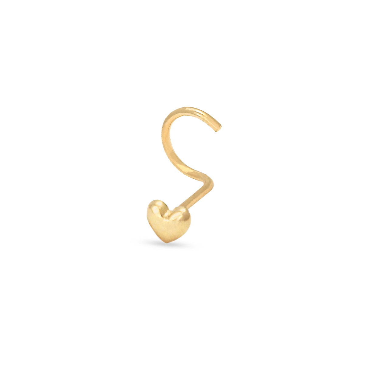 14K Yellow Gold Polished Heart Nose Screw Ring