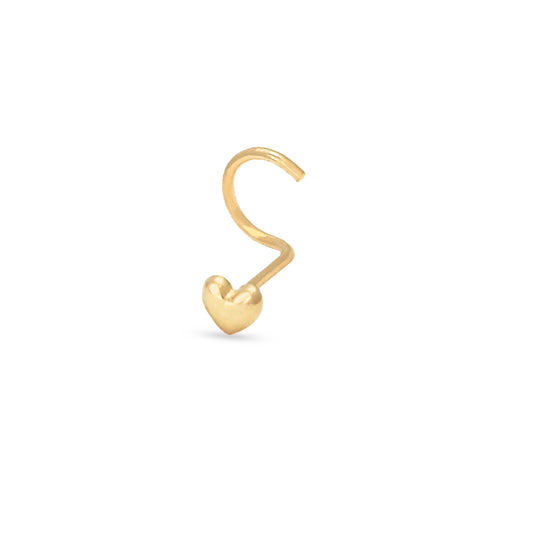 14K Yellow Gold Polished Heart Nose Screw Ring