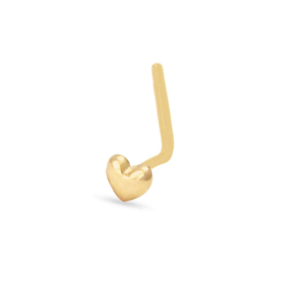 14K Yellow Gold Polished Heart L-Bar Nose Ring