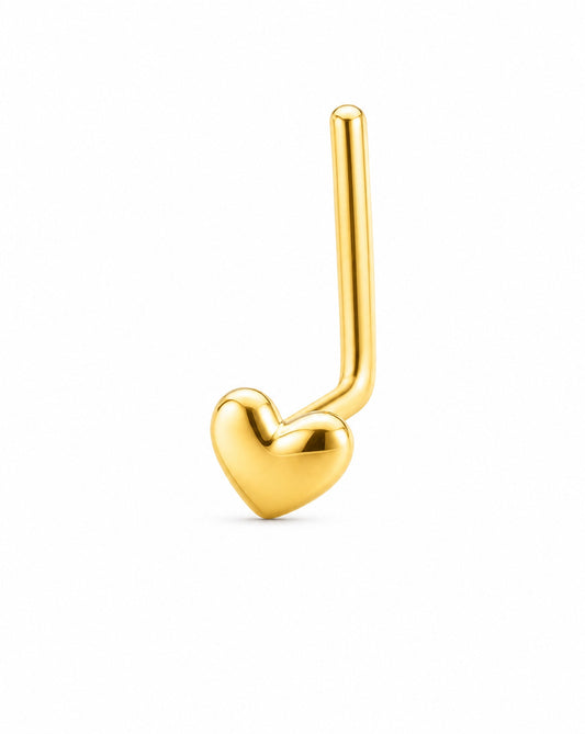 14K Yellow Gold Polished Heart L-Bar Nose Ring