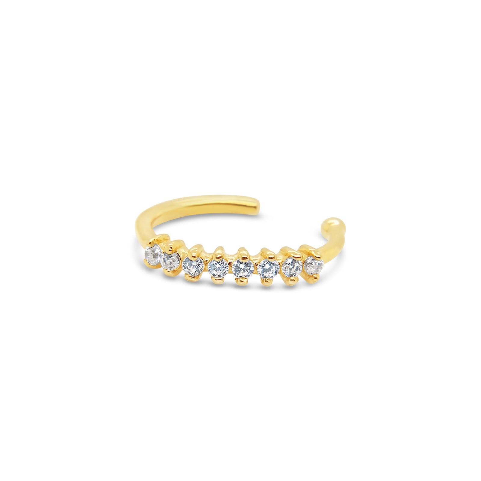 14K Yellow Detailed White CZ Nose Ring Hoop