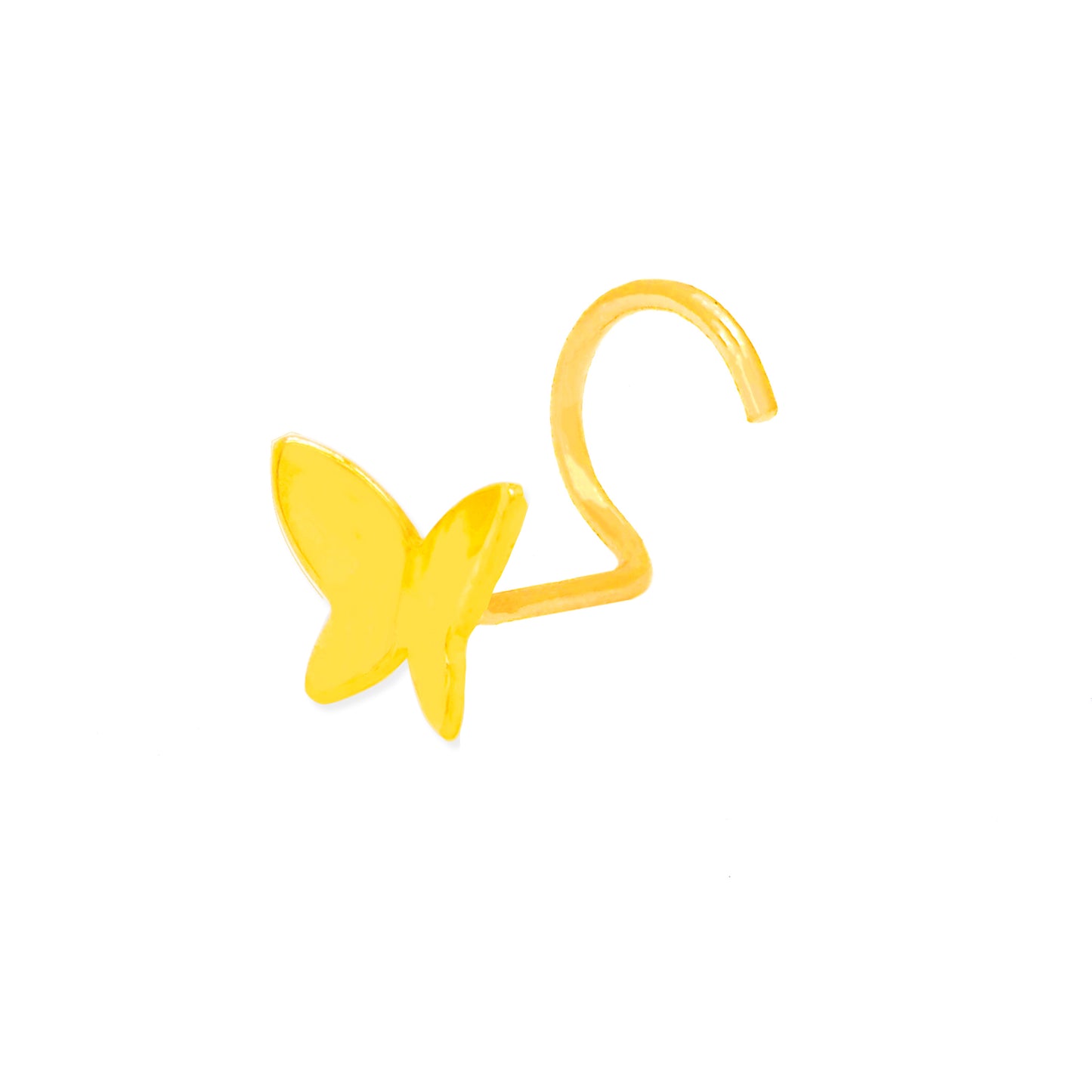 14K Yellow Gold Polished Butterfly Nose Screw Ring