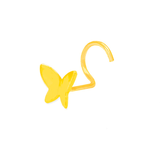 14K Yellow Gold Polished Butterfly Nose Screw Ring