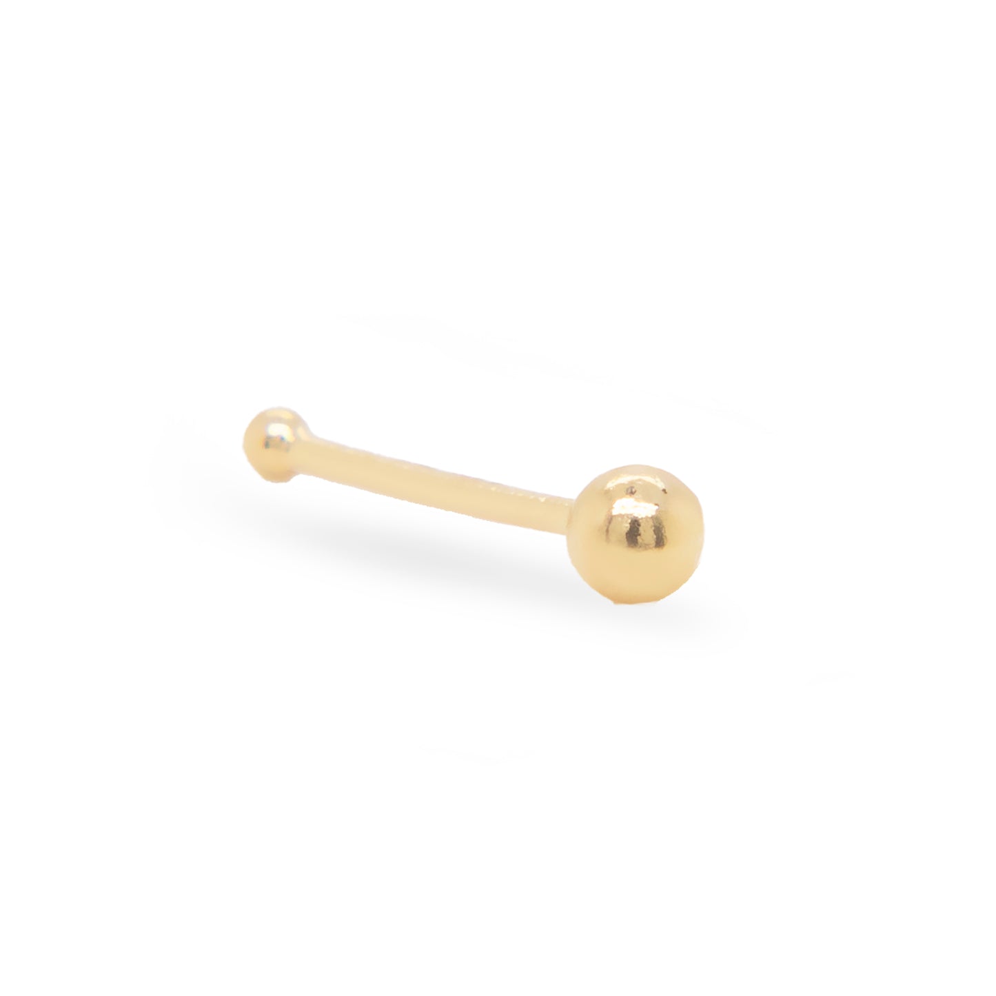 14K Yellow Gold Polished Ball Nose Ring