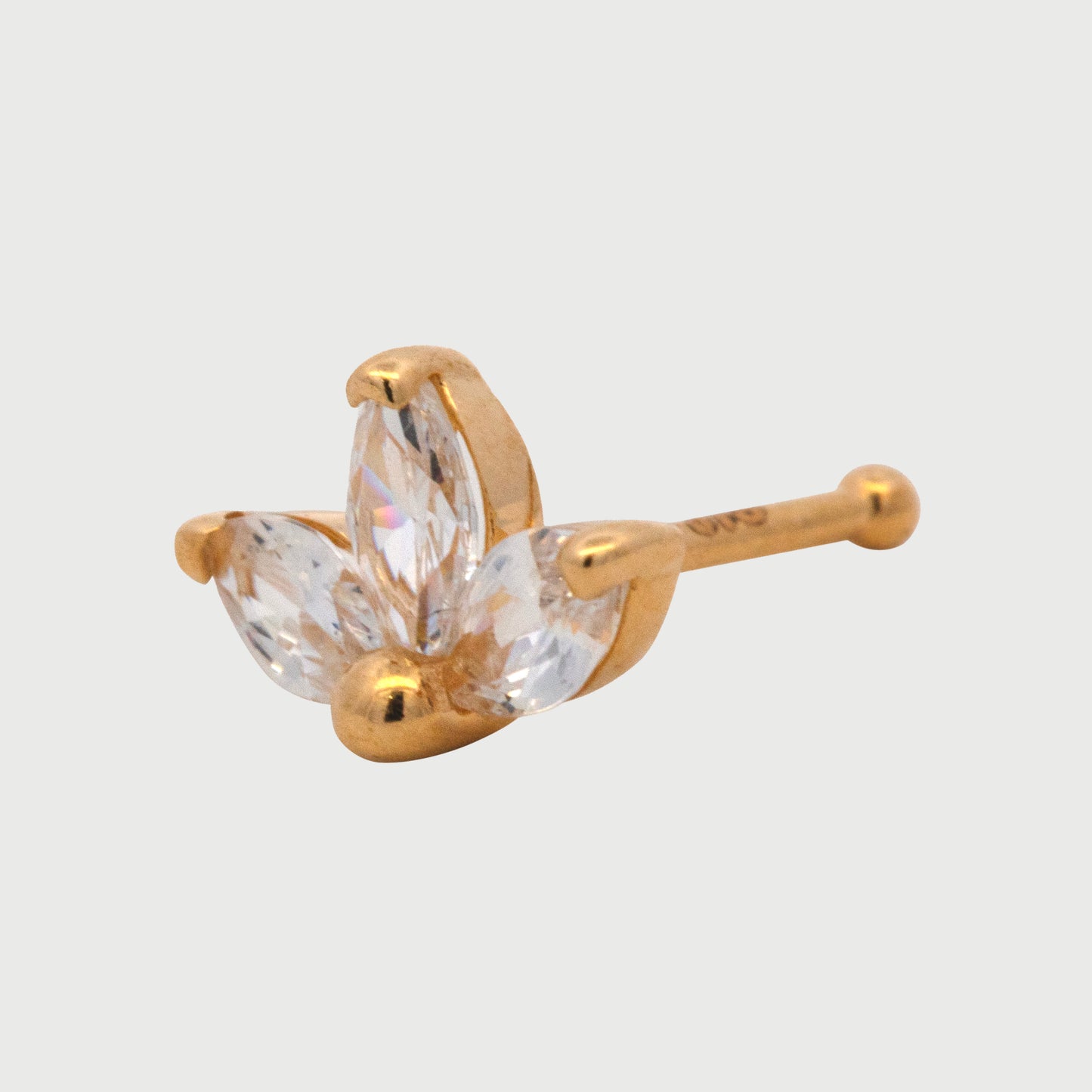 14K Yellow Gold Marquise Trio Nose Ring