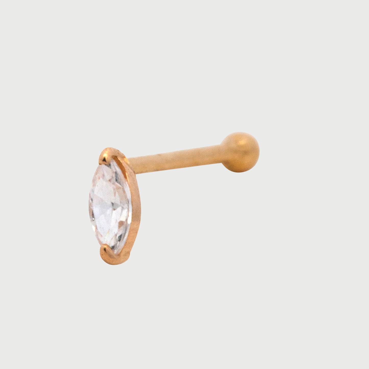 14K Yellow Gold Marquise White CZ Nose Ring