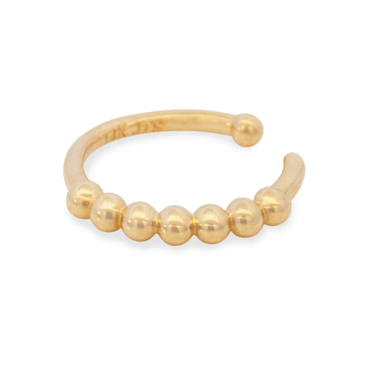 14K Yellow Gold Beaded Nose Ring Hoop