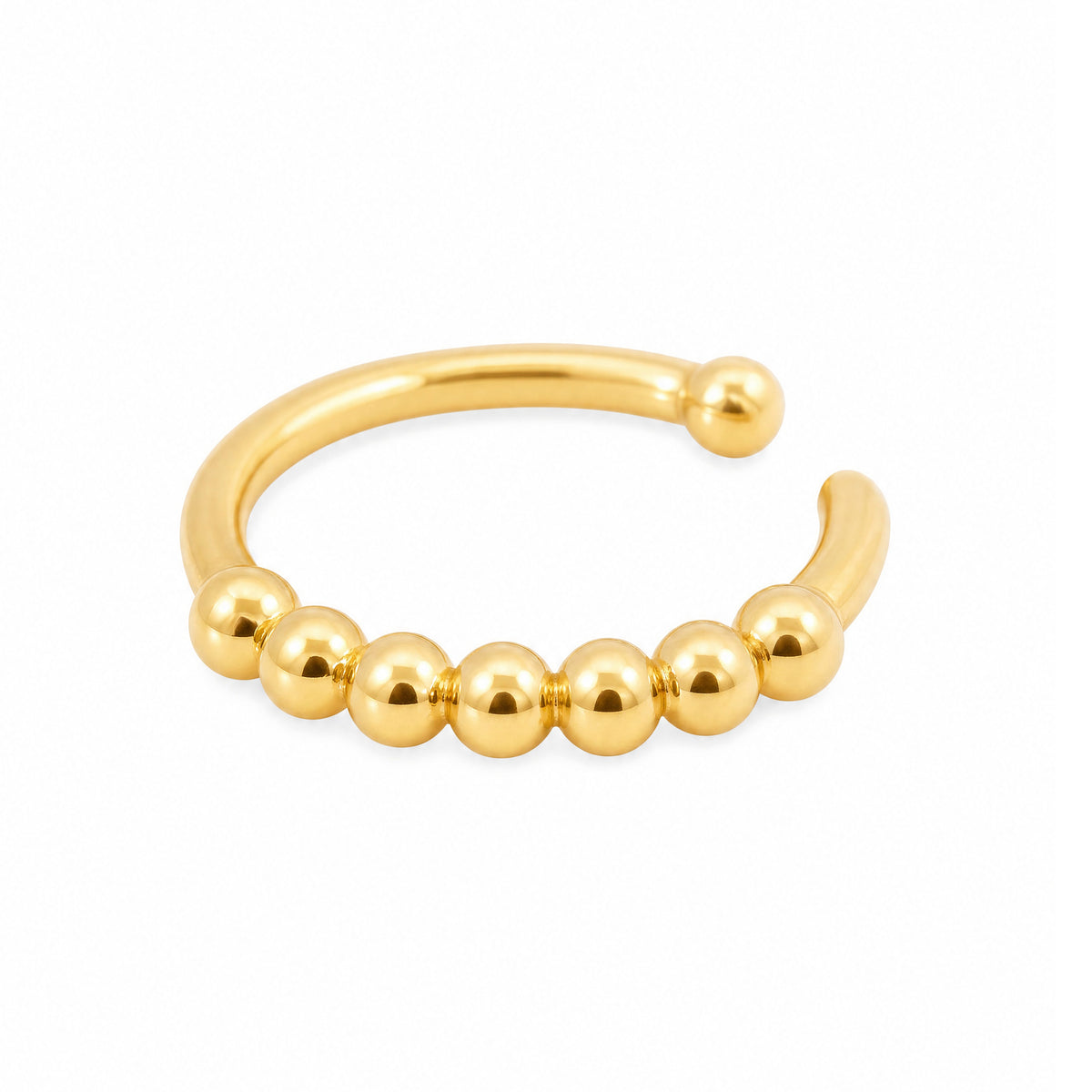 14K Yellow Gold Beaded Nose Ring Hoop