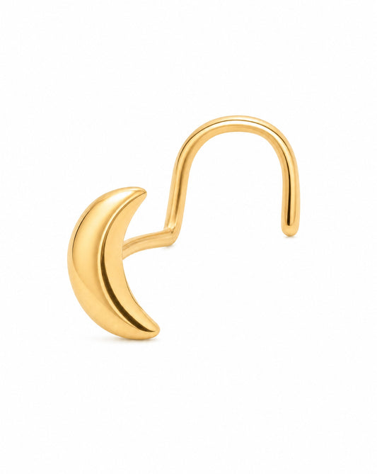 14K Yellow Gold Polished Lunar Nose Curved Ring
