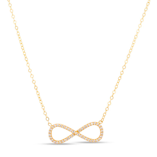 14K Yellow Gold Infinity Pave CZ Necklace
