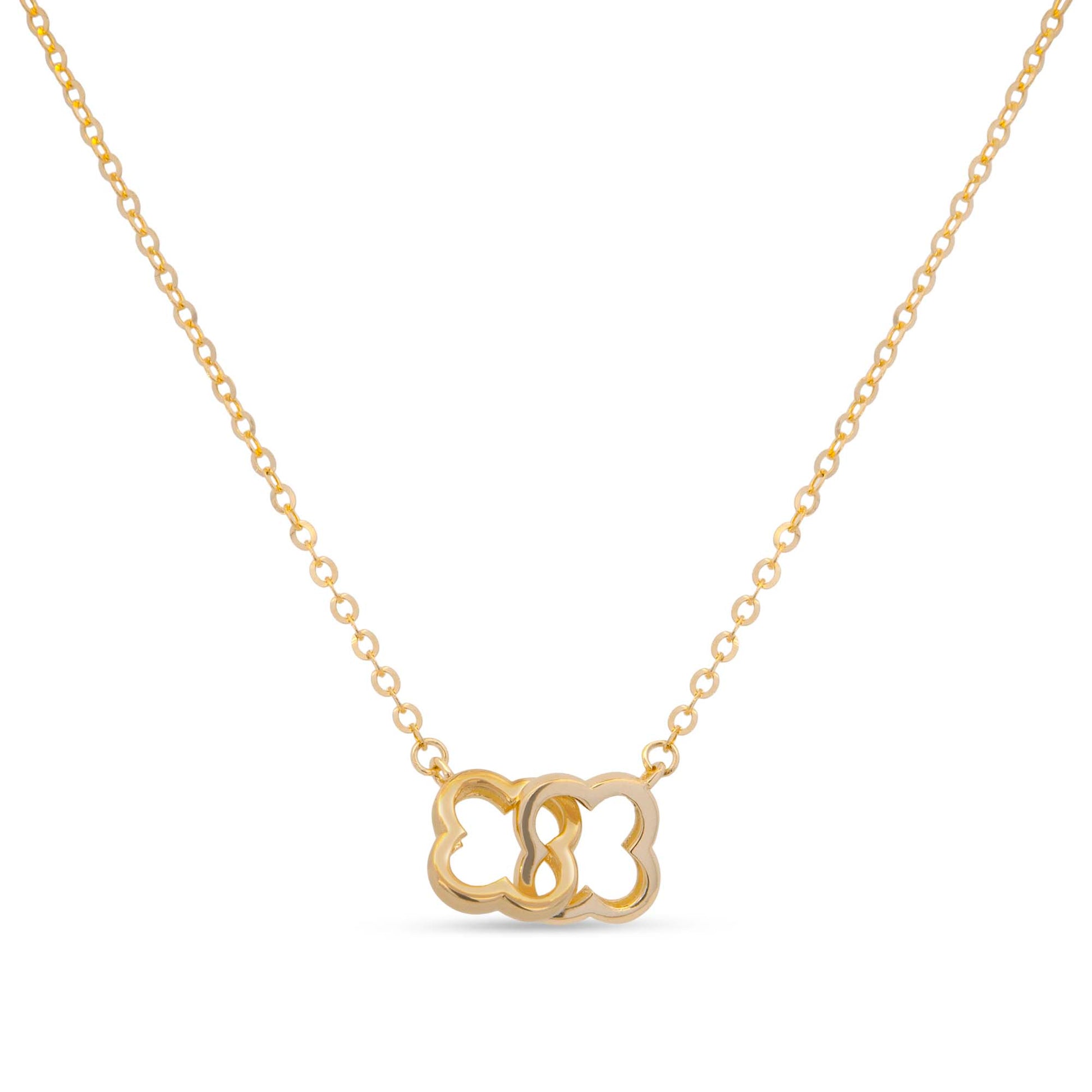 14K Yellow Gold Interconnected Clover Necklace