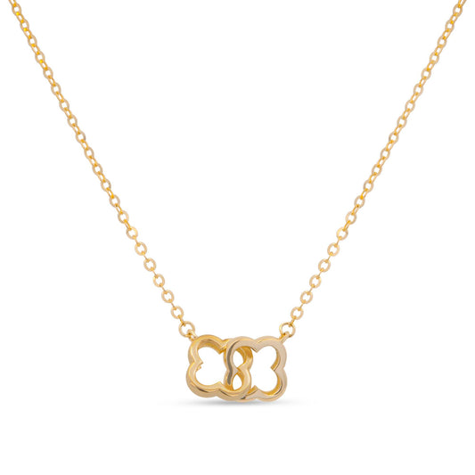 14K Yellow Gold Interconnected Clover Necklace