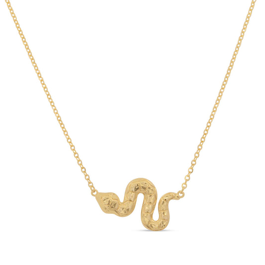 14K Yellow Gold Textured Snake Necklace