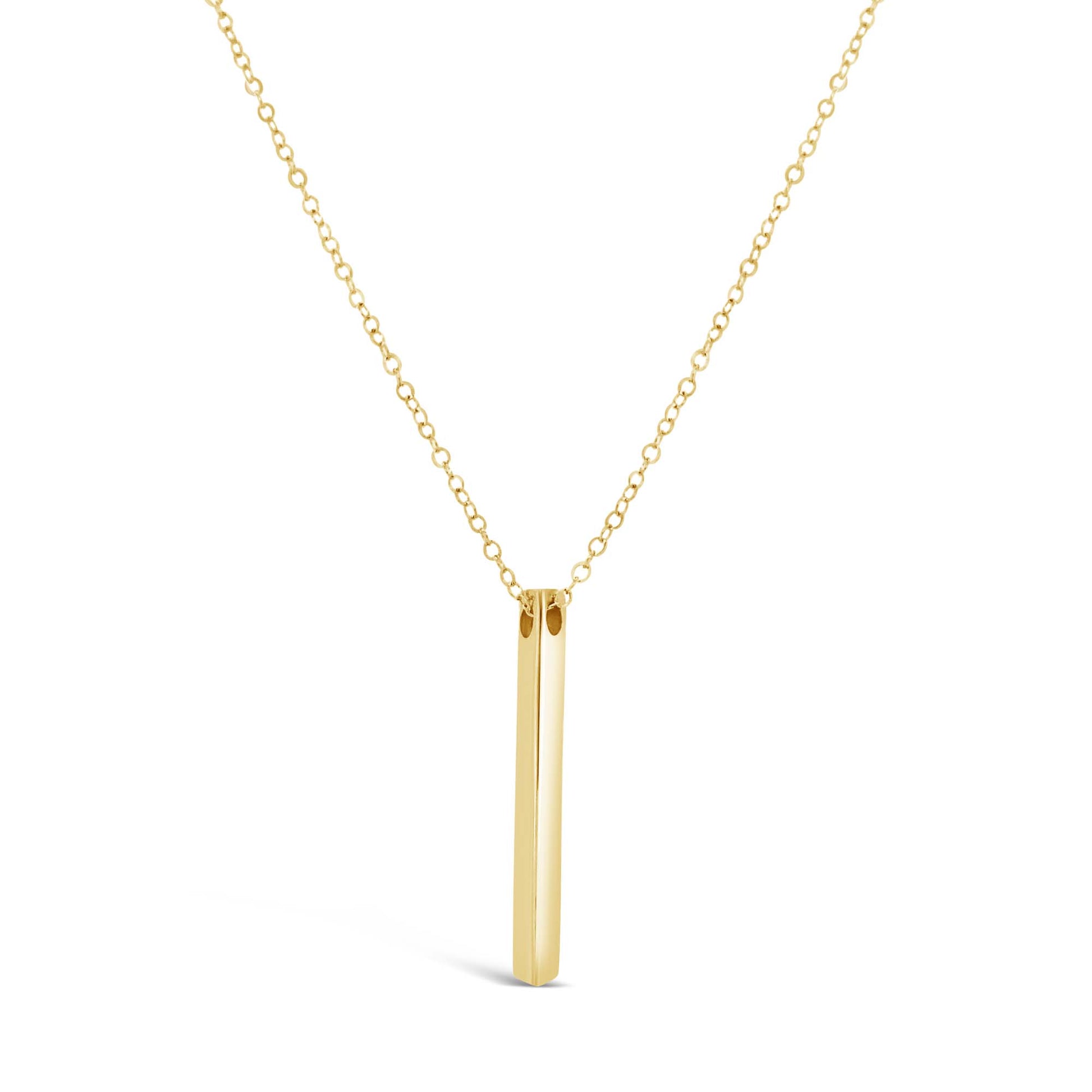 14K Yellow Gold Vertical Bar Necklace
