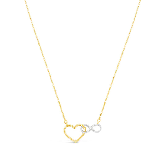 14K 2 Tones Gold Heart & Infinity Necklace