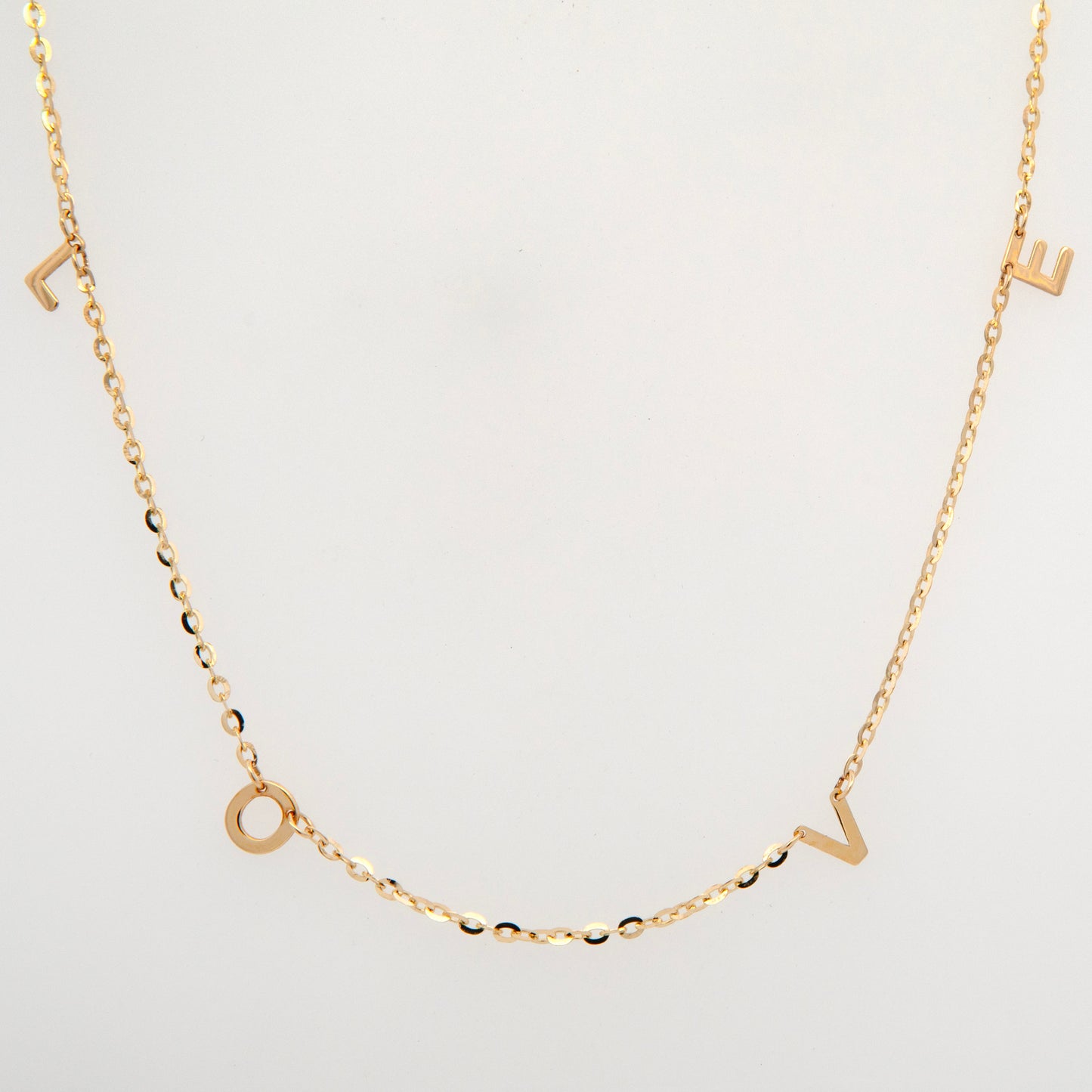 14K Yellow Gold "LOVE" Station Necklace