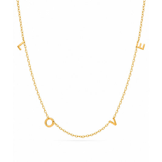 14K Yellow Gold "LOVE" Station Necklace