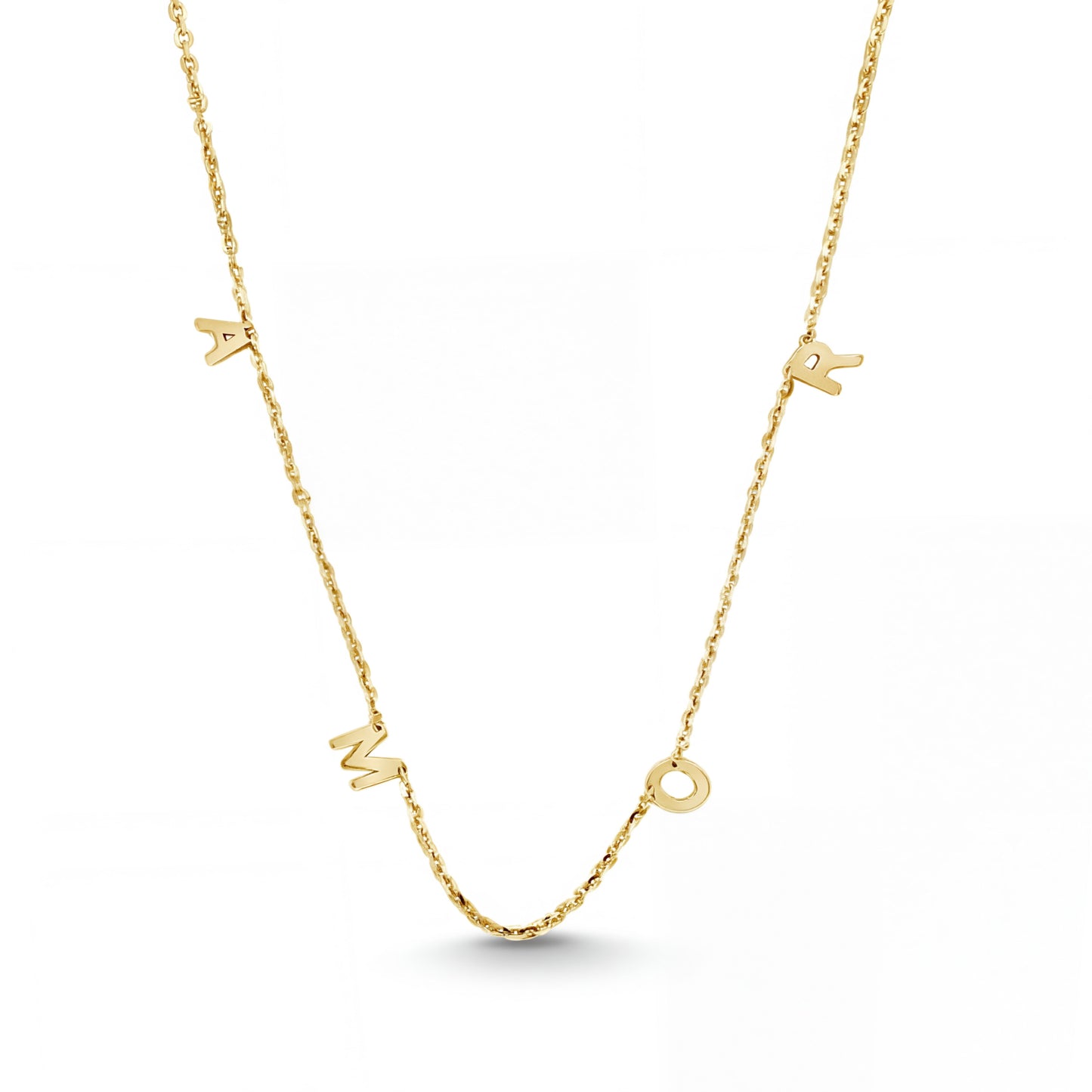14K Yellow Gold "AMOR" Station Necklace
