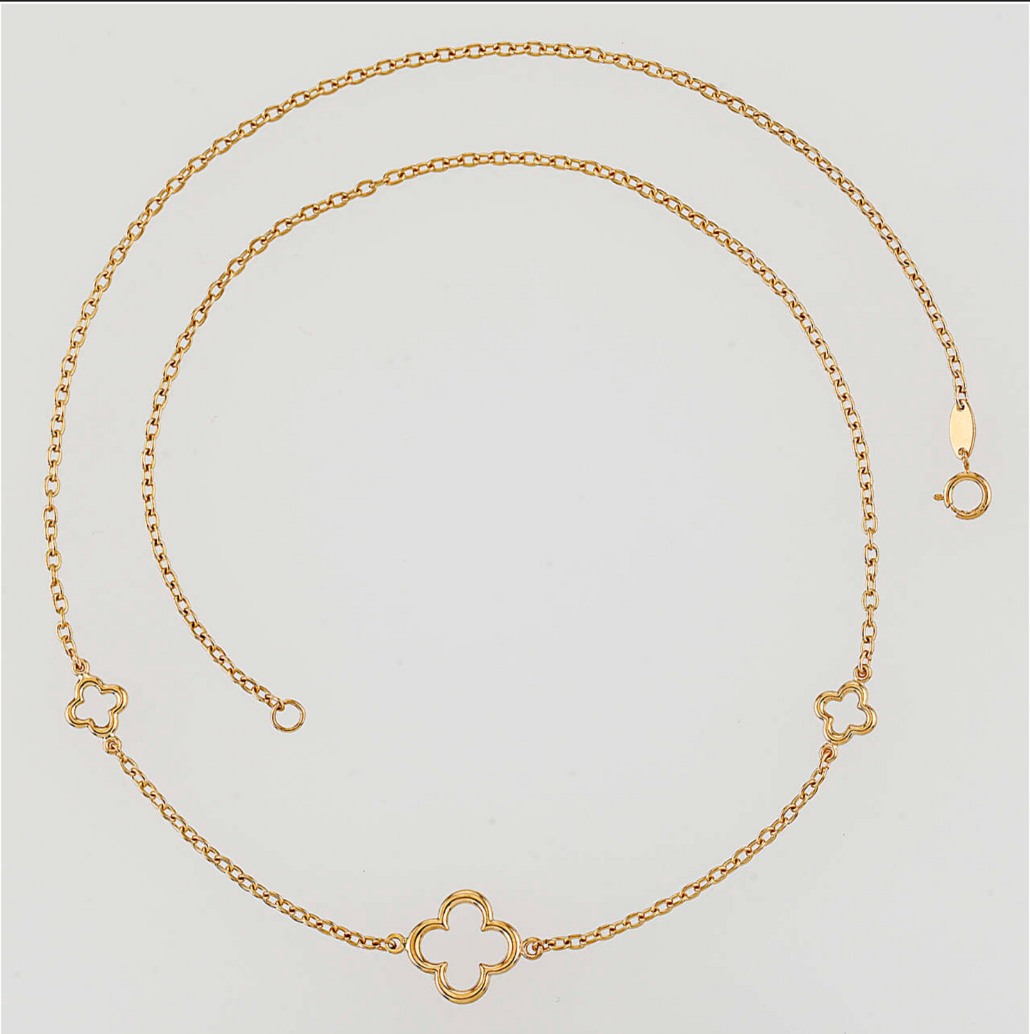14K Yellow Gold Big & Small Triple Open Clover Necklace