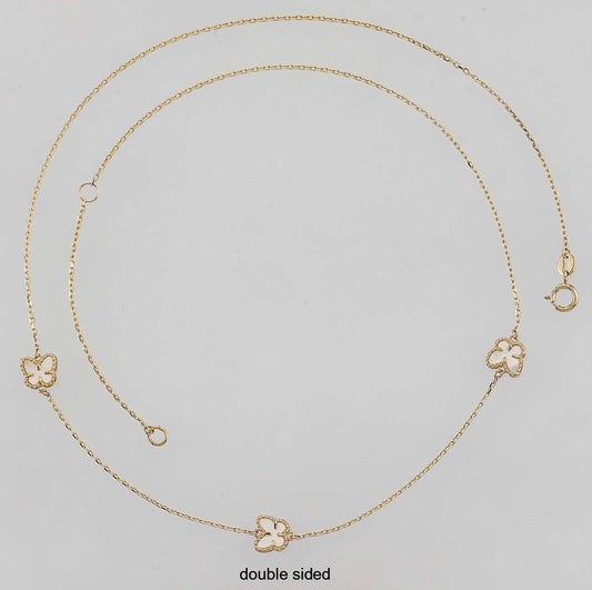 14K Yellow Gold Multi Butterfly Necklace