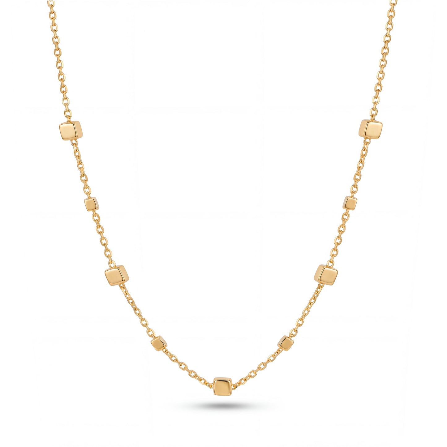 14K Yellow Gold Cubes By The Yard Necklace