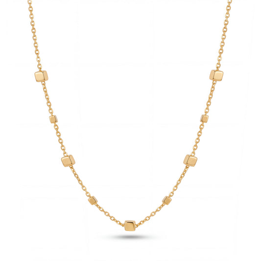 14K Yellow Gold Cubes By The Yard Necklace