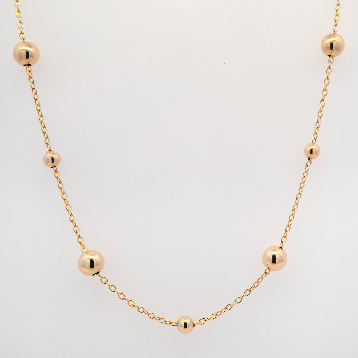 14K Yellow Gold Small & Medium Beads Necklace