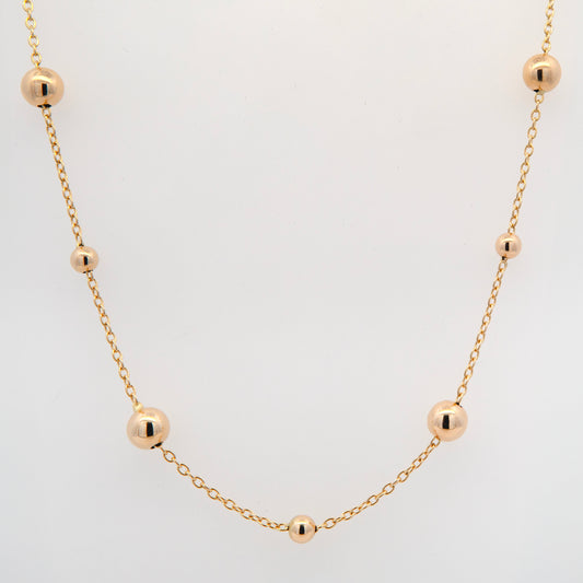 14K Yellow Gold Small & Medium Beads Necklace