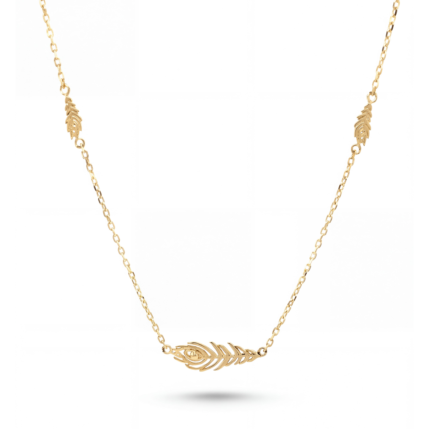 14K Yellow Gold Feathers By The Yard Necklace