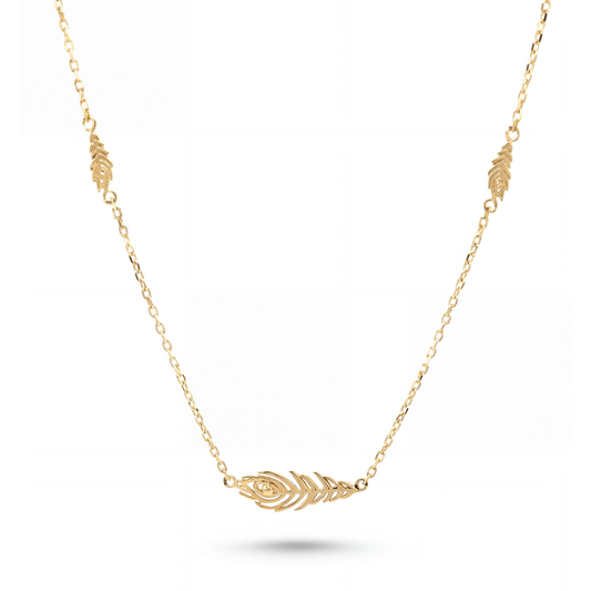 14K Yellow Gold Feathers By The Yard Necklace
