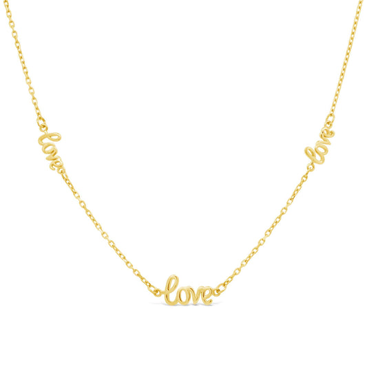 14K Yellow & White Gold Love Word Station Necklace
