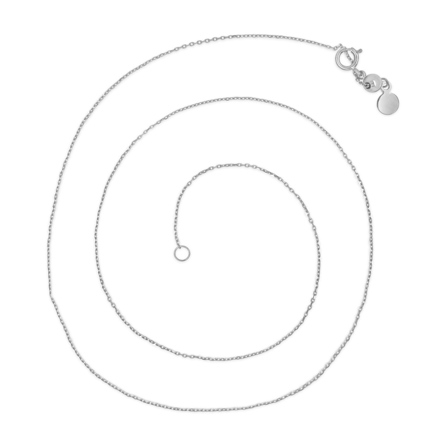 14K White Gold Adjustable Cable Chain