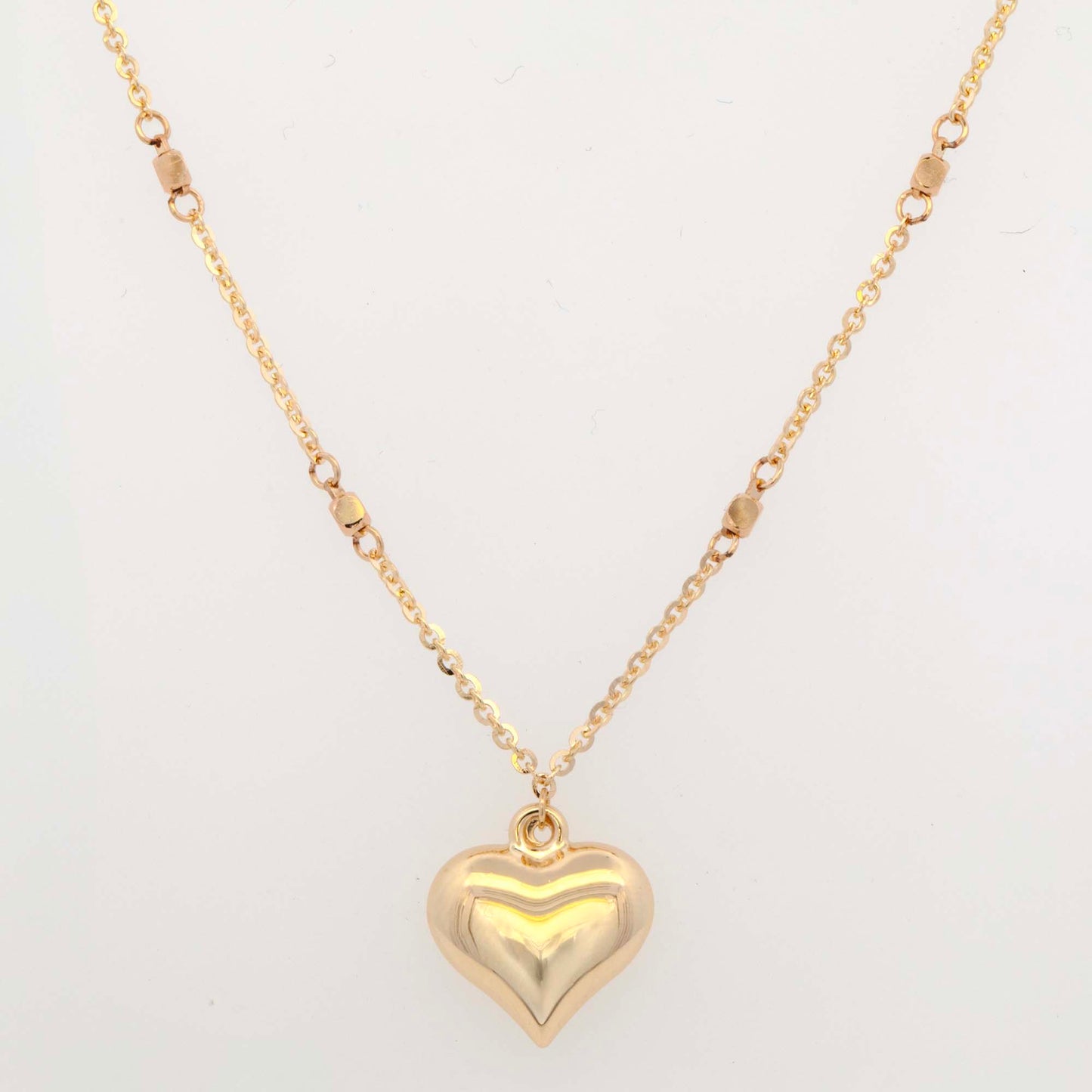 14K Yellow Gold Puffy Heart Pendant Necklace
