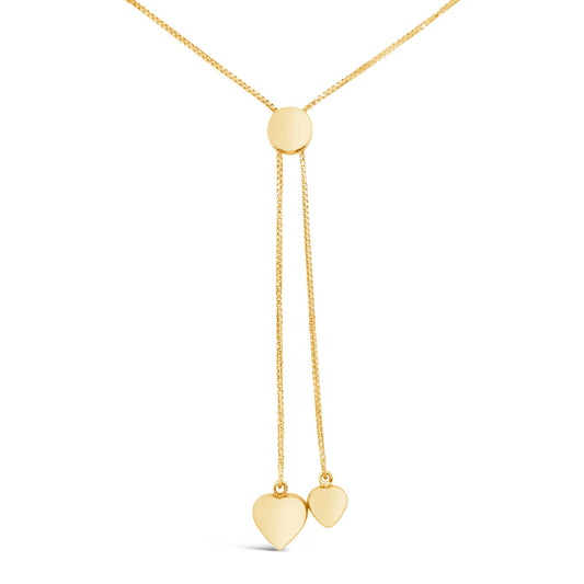 14K Yellow Gold Hearts Lariat Necklace