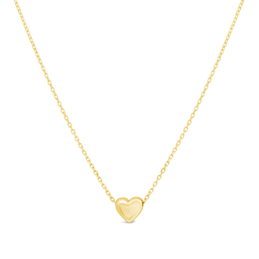 14K Yellow Gold Puffy Heart Necklace 2