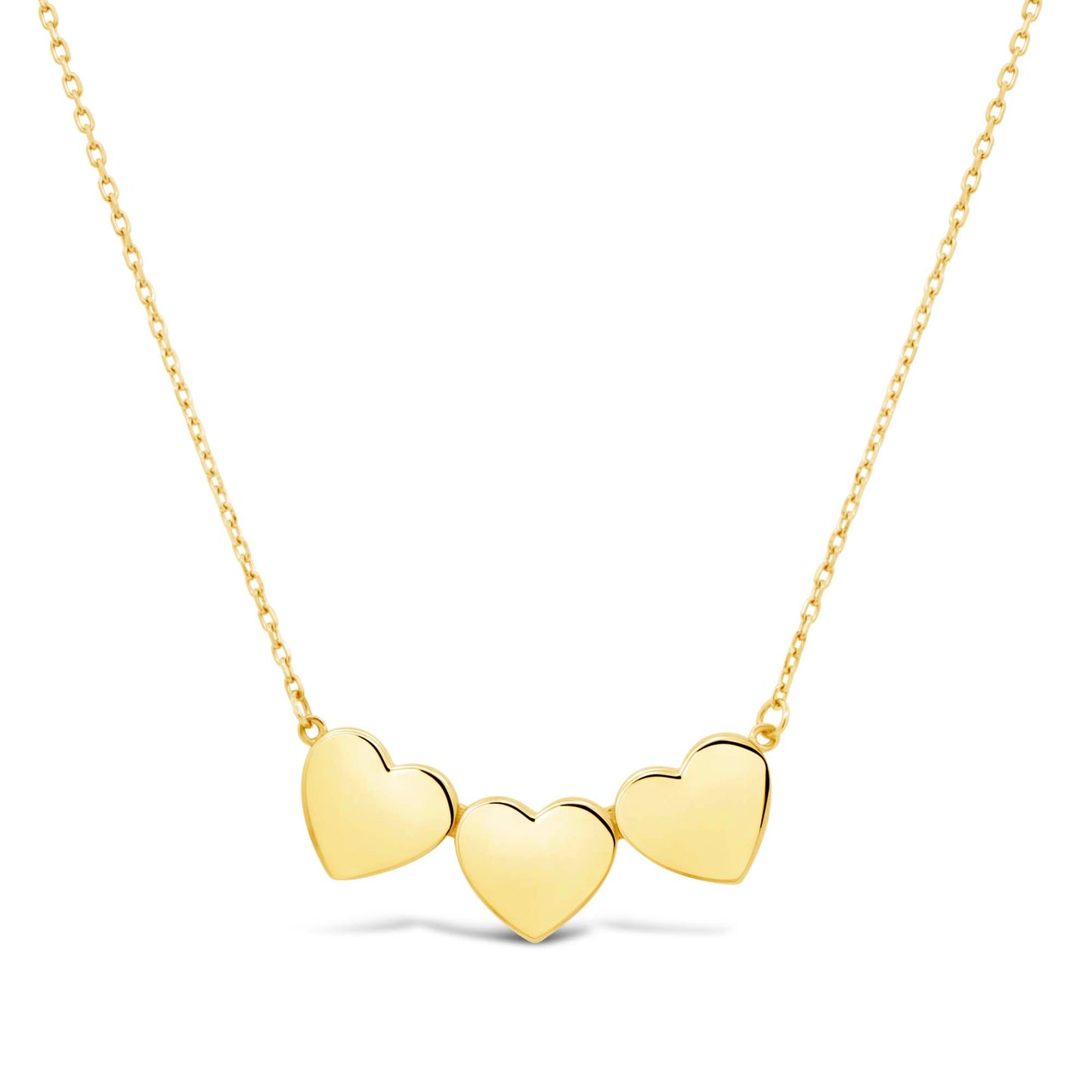 14K Yellow Gold Triple Hearts Necklace