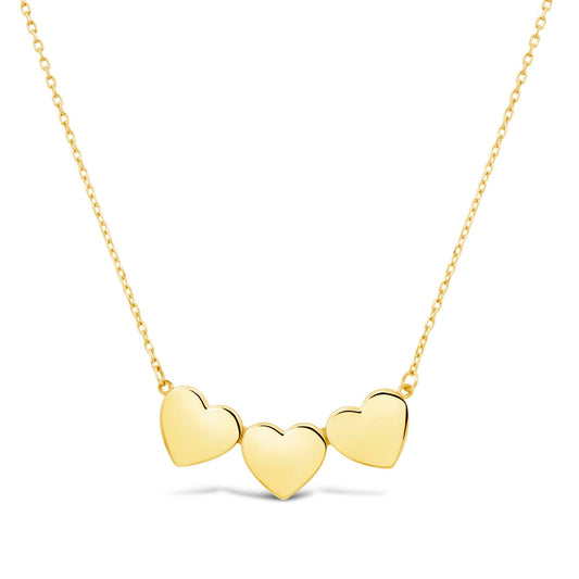 14K Yellow Gold Triple Hearts Necklace