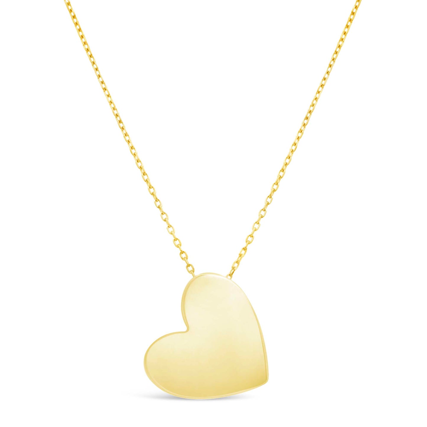 14K Yellow Gold Medium Tilted Heart Necklace