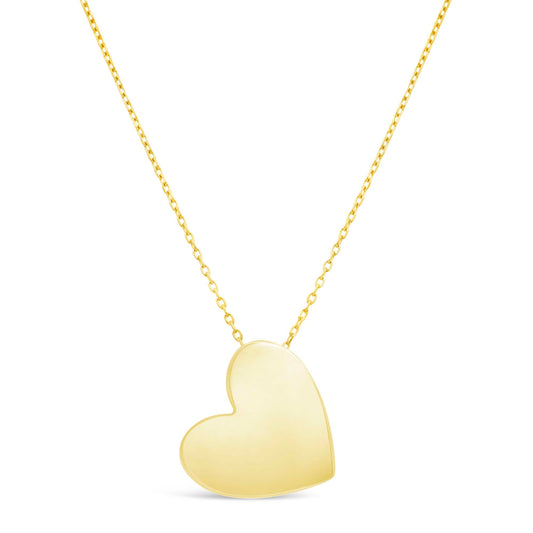 14K Yellow Gold Medium Tilted Heart Necklace