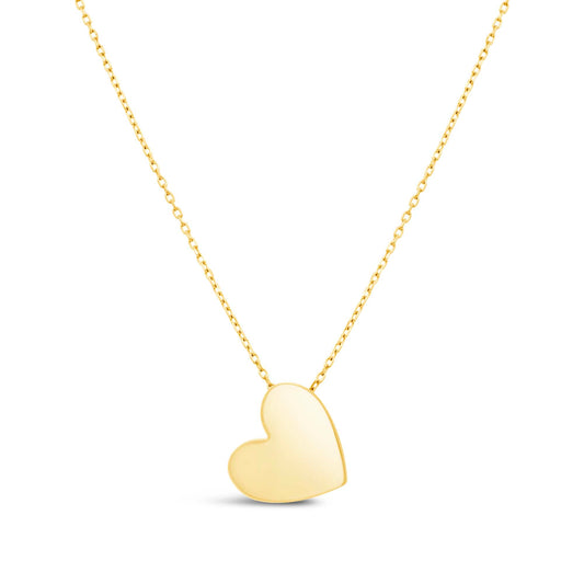 14K Yellow Gold Small Tilted Heart Necklace