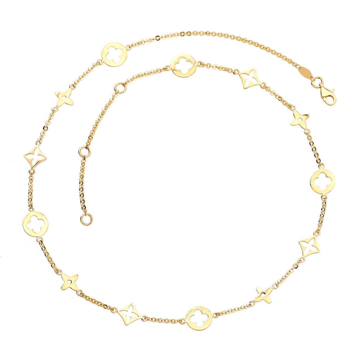 14K Yellow Gold Clover Necklace