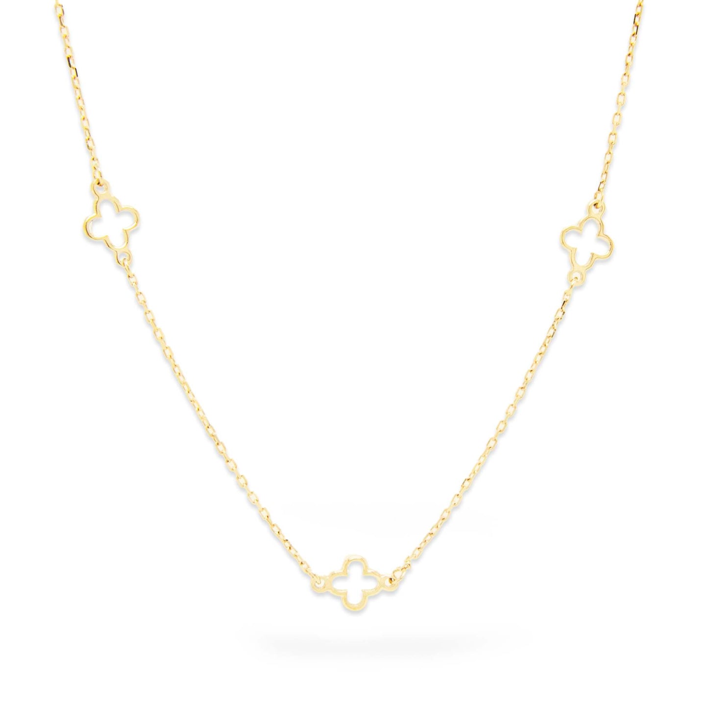 14K Yellow Gold Multi Clover Necklace